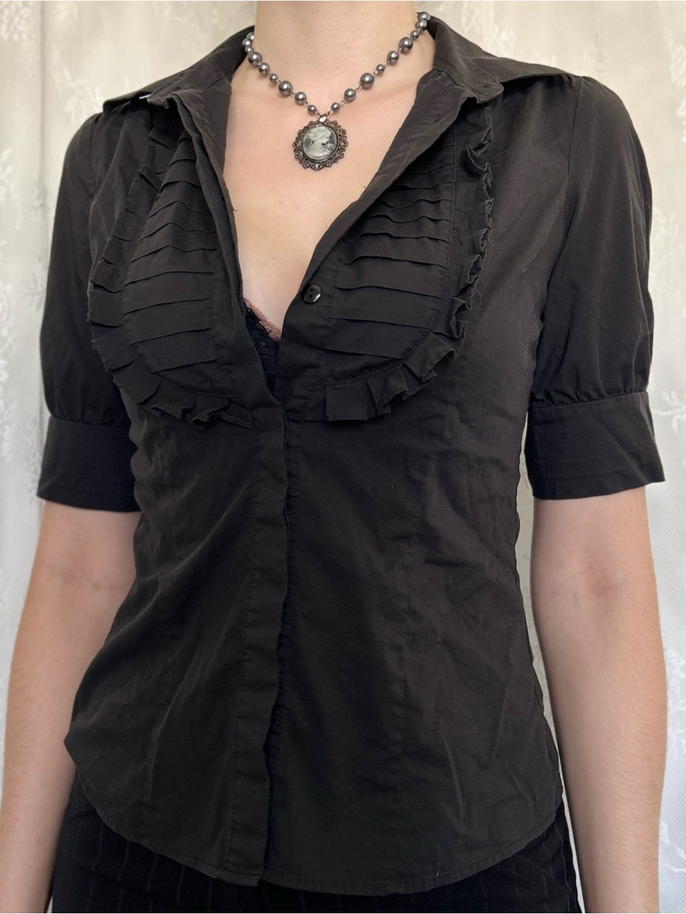 Dark Academia Office Siren Black Blouse